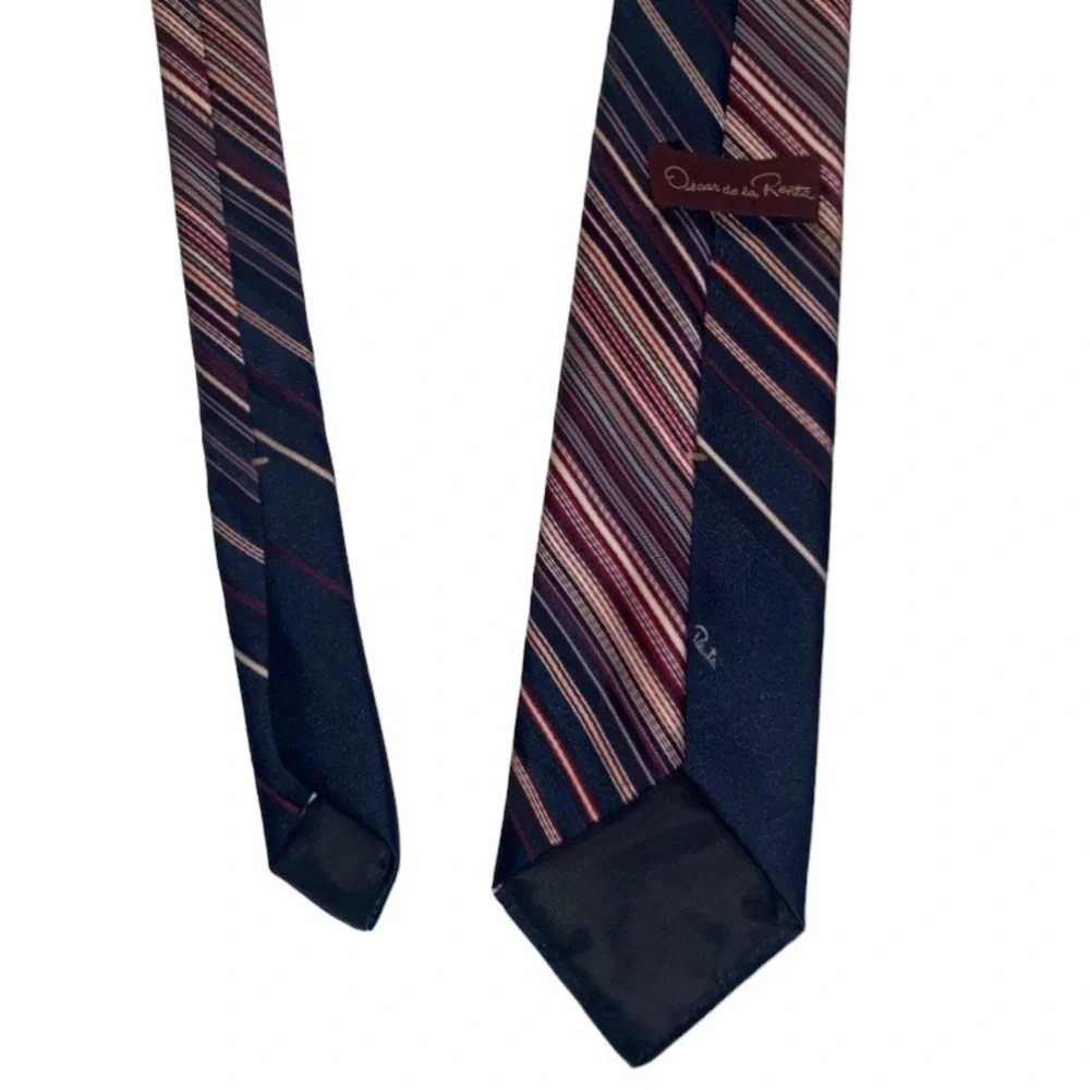 Oscar DE LA RENTA Mens Navy Blue Striped Tie